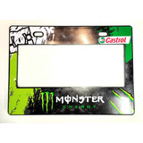 Portaplaca Moto Monster Castrol Verde Premium 22.5x16.3cm