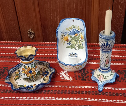 Lote De Candelabros Cerámica Talavera