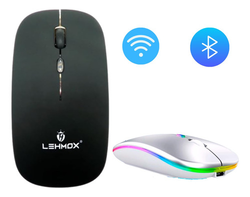 Mouse Sem Fio Wireless Recarregável 2 Em 1 Wifi E Bluetooth