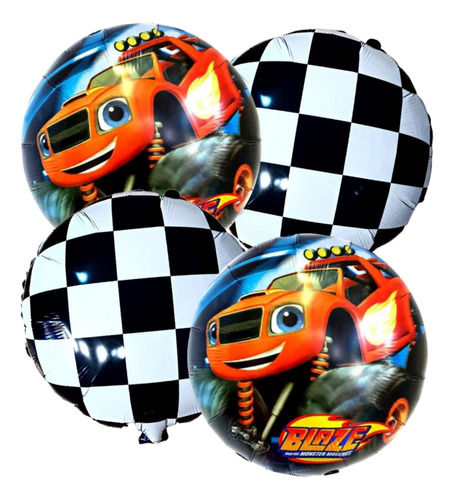 Set Globos Metalizados Blaze Monster Machines X 4pzs