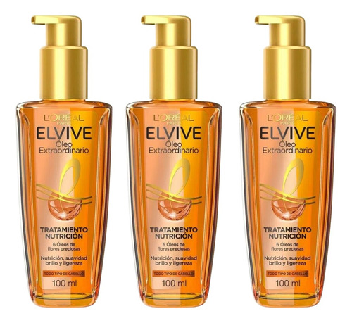 Combo X3 Elvive Serum Oleo Extraordinario 100ml