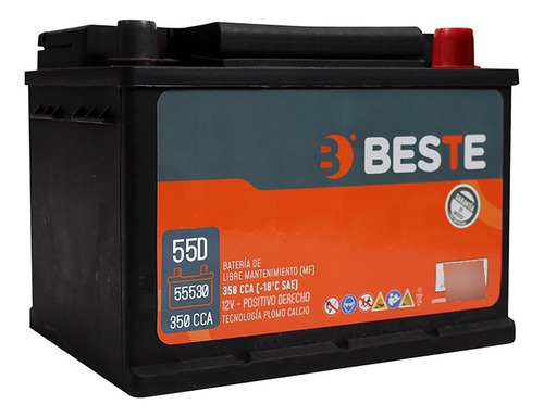 Batería Beste 55 Amperes -+ 350cca Libre Mantenimiento