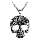 Collar Craneo Calavera Color Plata Acero Inoxidable Mujer