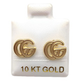 Arete Broquel Gucci Moda Gg Relieve Oro 10k 7 X 9 Mm