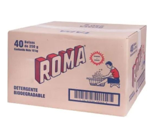 Detergente En Polvo Roma Caja De 10 Kg, 40 Bolsas De 250g