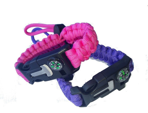 Pulsera Ajustable Supervivencia Paracord Silbato Pedernal.