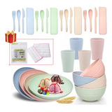 Vajilla Moderna Juego Cocina Paja Trigo Plato Tazas Kit