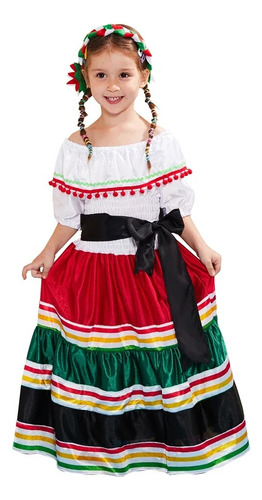 Vestido Mexicano Para Mujer, Halloween, Niñas, Folclore Trad