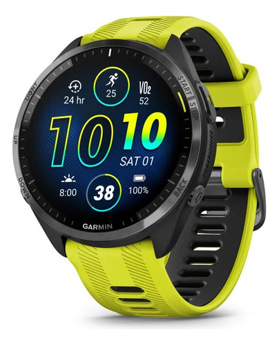 Smartwatch Forerunner 965 Reloj Garmin Tactil Amoled Mapa Color De La Malla Negro/gris Color Del Bisel Amarillo