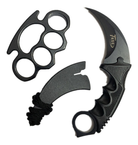 Kit Faca Karambit Cs Go Black Hawk + Soco Inglês Em Aço