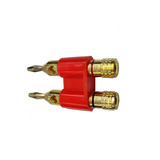 Plug Doble Banana Rojo C/ Conectores Oro Radox 705-748