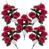 Kit 5 Buquê De Rosas Grande Flores Para Decoração Artificial