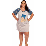 Camisola Plus Size Feminino Camisão Meia Manga Frete Grátis