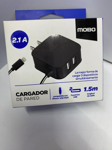 Mobo Cargador De Pared 2.1 A Compatible Con iPhone X/8/7/6/5