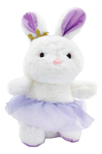 Juguete Peluche Coneja Corona Tutu Morado Danza