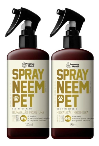 2 Repelente Natural Spray Neem Pet Preserva Mundi Cães Gatos