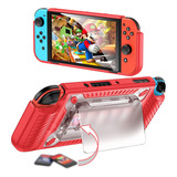 Funda Protector Carcasa Roja Nintendo  Switch Oled