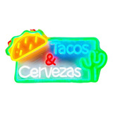 Letrero De Neón Taco Y Cerveza Con Luces Led Decoración Me