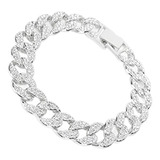 Pulseira Cuban Ice Cravejada Prata 13mm Zircônias A+++