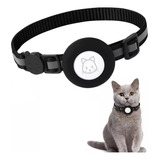 Collar Reflactante Para Gatos Con Porta Airtag Localizador  Color Negro Tamaño Del Collar Ajustable