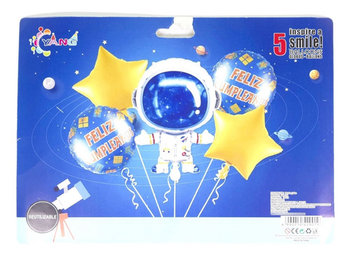 Globo Metálico Bouquet C/5pz Ramo Astronauta