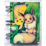 Cuaderno Artesanal A6 De Pokémeon - Pikachu Y Eevee