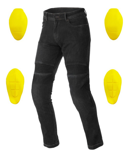 Pantalon Jean Moto Entallado Pj6 Kevlar C Proteccion Negro
