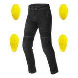 Pantalon Jean Moto Entallado Pj6 Kevlar C Proteccion Negro