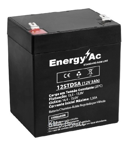 Bateria Selada Agm 12v 5ah Energy-ac P/ Nobreak - 12std5a