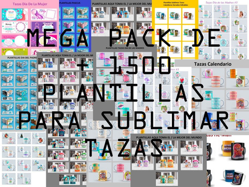 1500 + Plantillas Sublimar Tazas Editables