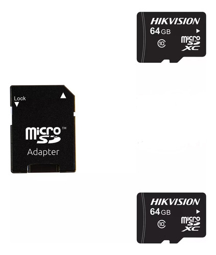 Pack De 2 Memoria Micro Sd 64gb Hikivision + Adaptador 