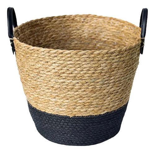 Cesto Seagrass Fibra Natural Multiuso Preto 28x22 Cm