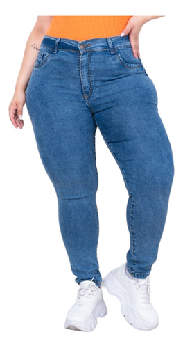 Pantalon Jean Tiro Alto Elastizado Talles Grandes Especiales