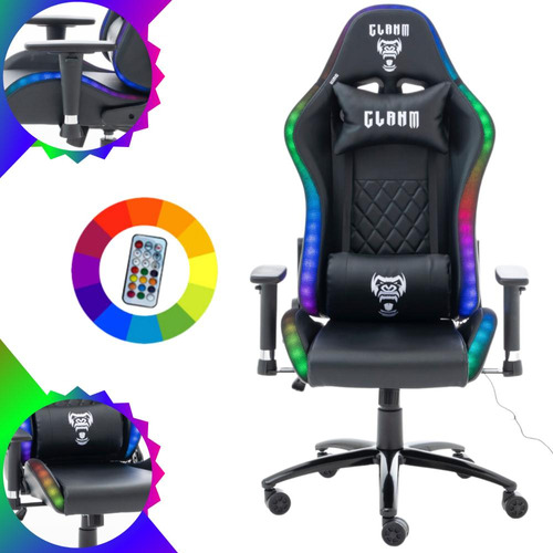 Cadeira Gamer Luzes Rgb Com Controle Remoto Base De Metal