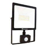 Reflector Led 50w Luz Fria Sensor Movimiento Ip44 Interelec Color De La Carcasa Negro