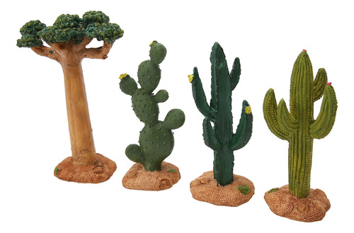 Adorno Para Terrario Con Forma De Reptil Y Cactus