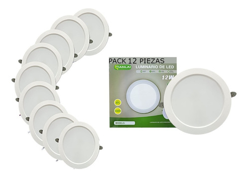 Plafon Led 12w Luminario Empotrable Spot Bote 12 Piezas