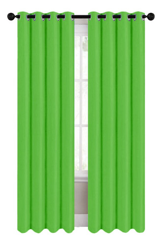 Cortina Blackout 274cm Ancho X 160cm Largo En 2 Paneles Color Verde Lime