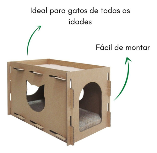 Toca Gato Casa Ecológica Brinquedo Arranhador Furacão Pet Cor Marrom