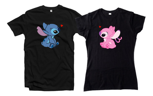 Playera Stich Y Angel Parejas Novios Duo 2 Piezas A2