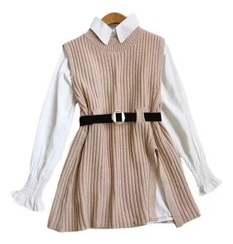 Camisa De Mujer Y Chaleco De Punto, Suéter, Vestido, 2 Conju