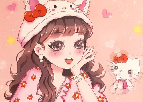 Kit 2 Sombras Ojos Glitter Kawai Hello Kitty Kuromi + Espejo