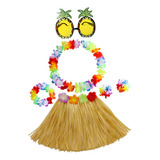 Falda De Hierba Hawaiana Para Niñas, Collar Color Pajizo