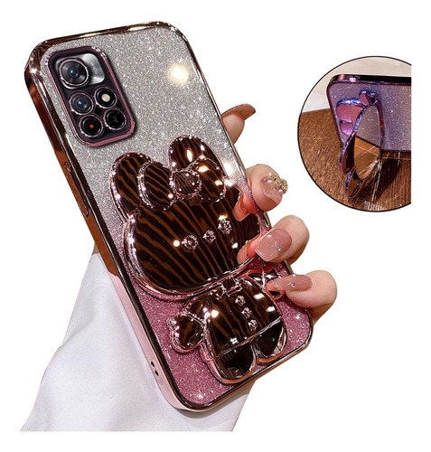 Funda Para Redmi Poco Soporte Espejo Cosmético Brillantes