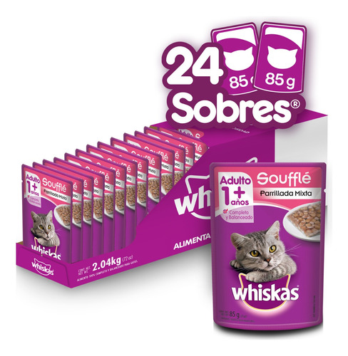 Alimento Para Gato Whiskas Soufflé Parrillada Mixta X24