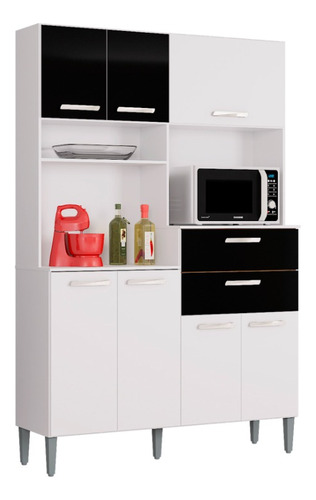 Mueble De Cocina Flavia 7 Puertas Blanco/negro