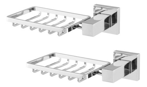 Kit 2 Saboneteiras Porta Sabonete Quadrada Banheiro Inox 