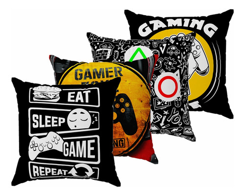 Kit 4 Almofadas Cheias Decorativa 30x30cm Gamer Game Md0077