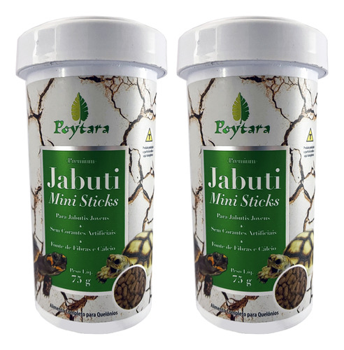 Kit Exclusivo C/2 Rações Poytara Jabuti Mini Stick 75g(150g)