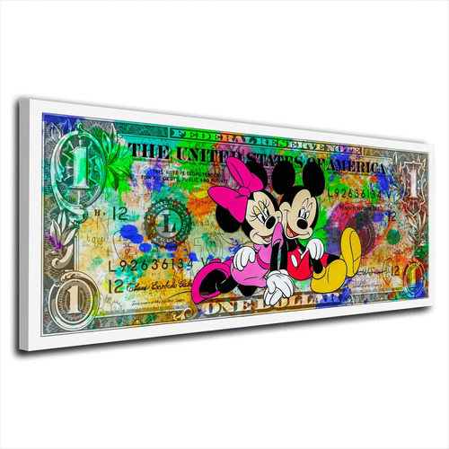 Cuadro Moderno En Tela Canvas Dólar Mickey Y Minie 40x90 Cms